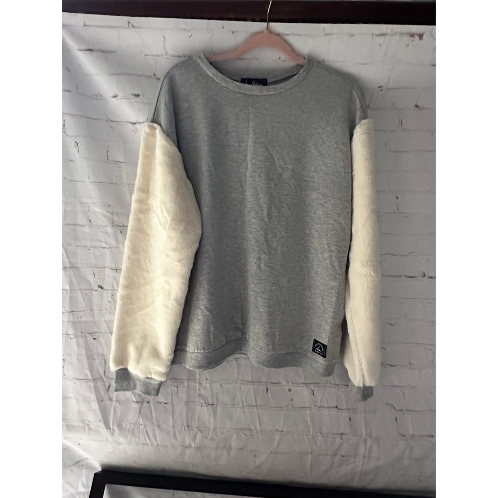 Sam Edelman Crew Neck Fleece With Faux Fur Sleeves Sweatshirt NWOT